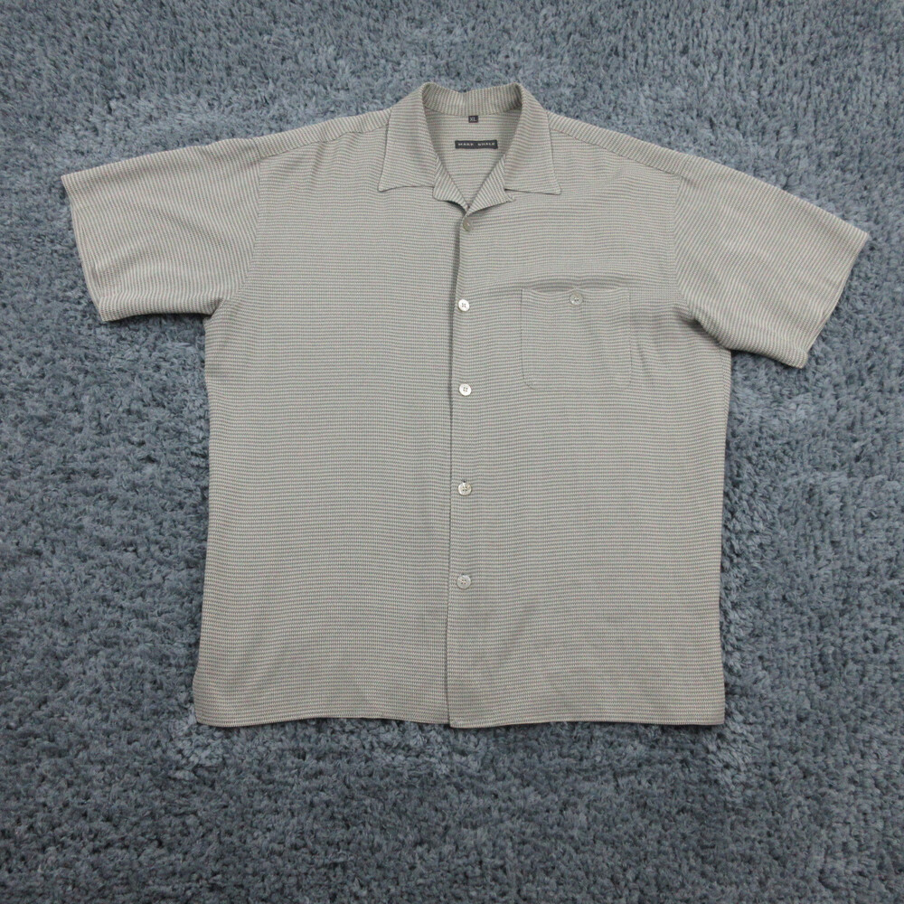 Mark Shale Shirt Mens Extra Large Beige Geometric Short Sleeve Button Up